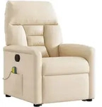 vidaXL Massagesessel mit Aufstehhilfe Beige Mikrofasergewebe