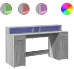 vidaXL LED-Schreibtisch Grau Sonoma 160x55x91 cm Holzwerkstoff