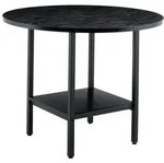 STILVORA Esstisch rund MDF Schwarz 100x100x77 cm mit Ablage f&uuml;r 4&ndash;6 Personen