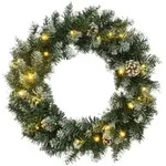 vidaXL Weihnachtskranz mit LED-Leuchten Gr&uuml;n 60 cm PVC