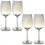 Intirilife 4x Wein Glas mit Regenbogen Schimmer und Wellenform - 440 ml -...