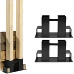 Baumarktplus Holzstapelhilfe 2er Set Halterung 34 x 10 cm lackierter Stahl schwarz