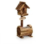 Relaxdays Deko Vogelhaus mit Blumentopf, Tannenholz, rustikales Design, HxBxT:...