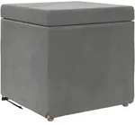 Dunkelgrauer Hocker, 41 x 41 x 40 cm, Samt und Verbundholz, Modell Apex Luna