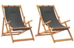 vidaXL Strandst&uuml;hle 2 Stk. Klappbar Grau Stoff