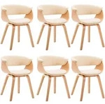 vidaXL Esszimmerst&uuml;hle 6 Stk. Creme Bugholz und Kunstleder