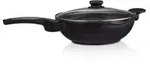 Relaxdays Wok Pfanne mit Glasdeckel 30 cm, Griffe, Antihaftbeschichtung, f&uuml;r