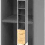 b&uuml;m&ouml; smart Schubladenschrank, B&uuml;roschrank in Graphit/Ahorn mit 4 Sch&uuml;ben & 4