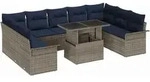 vidaXL Gartensofa-set 10 stk. Grau Poly Rattan
