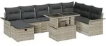 vidaXL Garten-Sofa-Set mit Kissen 9 pcs Hellgrau Poly Rattan