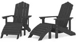 vidaXL Adirondack-Gartenst&uuml;hle 2 Stk. mit Hockern HDPE Wei&szlig;