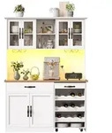 OKWISH Hochschrank aus MDF in Wei&szlig;, 140x38x180 cm, mit herausnehmbarem...