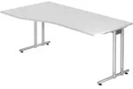 b&uuml;m&ouml; Schreibtisch gro&szlig;, N-Serie 180x100 cm, Tischplatte aus Holz in wei&szlig;,...