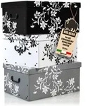 BigDean 3 Gro&szlig;e Aufbewarhungsbox mit Deckel aus stabiler Pappe 45 Liter