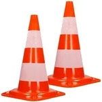 ECD Germany 2x Verkehrskegel 47 cm Orange-Wei&szlig; 2 Reflektoren Stapelbar Flexibel