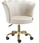 tectake Schreibtischstuhl Stella Samt, gepolstert, Doppelrollen Creme/Gold