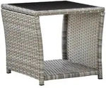 vidaXL Couchtisch Grau 45x45x40 cm Poly Rattan und Glas