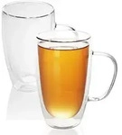 Intirilife 2x Doppelwandiges Thermo Glas Set in 400 - 450ml - Mundgeblasen isoliert
