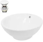 LuxeBath Waschbecken inkl. Ablaufgarnitur mit &Uuml;berlauf &Oslash; 42x17 cm Wei&szlig; aus...