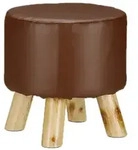 Relaxdays Hocker Kunstleder, gepolstert, 4 Holzbeine, flacher Fu&szlig;hocker, runder
