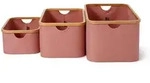 Lumaland Aufbewahrungsboxen mit Bambus-Rahmen - 3er-Set - Rosa