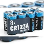 8x Absina CR123A Lithium Batterie 3V 1300mAh (8er Blister)