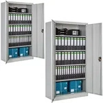 tectake Set Aktenschrank mit 5 B&ouml;den 180x90x40cm - 2er Set grau