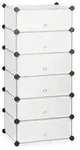 Relaxdays Schuhschrank Kunststoff, Schuhregal geschlossen, Regalsystem 6 F&auml;cher, H x