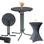TRUTZHOLM Set Stehtisch klappbar &Oslash; 80 cm in Anthrazit & Husse waschbar b&uuml;gelfrei in