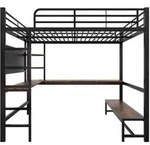 STILVORA Hochbett Metall Schwarz 140x200 cm mit Schreibtisch, Regalen, LED, USB-C und