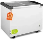 GastroHero Tiefk&uuml;hltruhe ECO 350 mit Glasschiebedeckel &ndash; robuste Bauweise,...