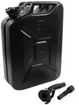 TRUTZHOLM Metallkanister schwarz 20 Liter inkl. Ausgie&szlig;er + Halter Benzin Diesel