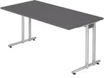 b&uuml;m&ouml; Schreibtisch N-Serie 160x80 cm, Tischplatte aus Holz in graphit, Gestell...