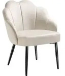 tectake Cocktailsessel Hellen, gepolstert mit Samtbezug Creme/Schwarz