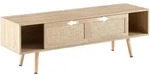 OKWISH TV-Schrank aus MDF in Naturholzoptik, Rattan-Design, 140x40x45 cm, mit