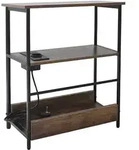 Relaxdays Beistelltisch mit Steckdose & USB, 2 Ablagen & Zeitungsfach, HBT: 58x45x18