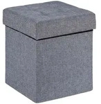 Relaxdays Sitzhocker mit Stauraum, faltbar, weich gepolstert, gesteppt, Stoff,