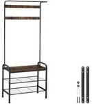 tectake Garderobe 73,5x36x184cm Industrial Holz Dunkel, Rustikal