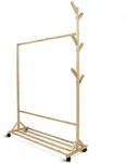 DELUKE&reg; Garderobe mit Rollen SEMU - Massivholz, 6 Haken | Garberobenst&auml;nder...
