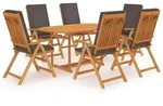 vidaXL Garten-Essgruppe Massivholz Teak Garten Holz 1 : Gr&ouml;&szlig;e - 7-tlg.,