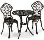 Relaxdays Balkonm&ouml;bel Set, 3-teilig, Balkontisch mit 2 St&uuml;hlen, verziert,