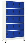 vidaXL Schlie&szlig;fachschrank Grau und Blau 90x40x180 cm Stahl