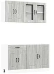 vidaXL 4-tlg. K&uuml;chenschrank-Set Kalmar Grau Sonoma Holzwerkstoff