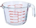 Relaxdays Messbecher Glas, 1 Liter, hitzebest&auml;ndig, mikrowellengeeignet, Skala in