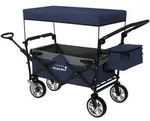 Hauki Bollerwagen XXL Blau-Grau, faltbar mit Dach & Tasche, 360&deg; R&auml;der,...