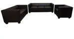 Mendler 3-2-1 Sofagarnitur Couchgarnitur Loungesofa Lille ~ Kunstleder, schwarz