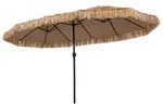 COSTWAY Doppelsonnenschirm 450x260cm, PE-Strohschirm Hawaii, Kurbel, XXL,...