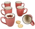M&auml;ser OSITA Rose Wei&szlig; 6x Kaffeebecher 300ml rosa Steingut-Tassen 6 Pers Tee...