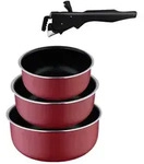BERGNER Click&Cook - 3er-Set Stielkasserollen &Oslash;16&Oslash;18&Oslash;20cm, gepresstes Aluminium,