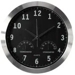 Perel Funk-Wanduhr, rund, analog, 35,5 cm, mit Thermometer und Hygrometer,...